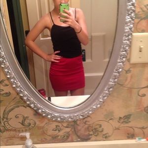 Red body con skirt