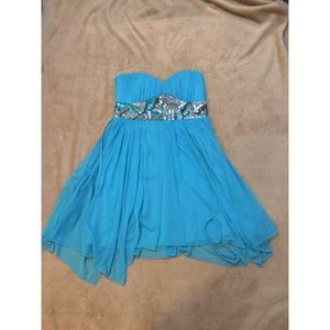 Sea Blue, sweetheart cut formal dress