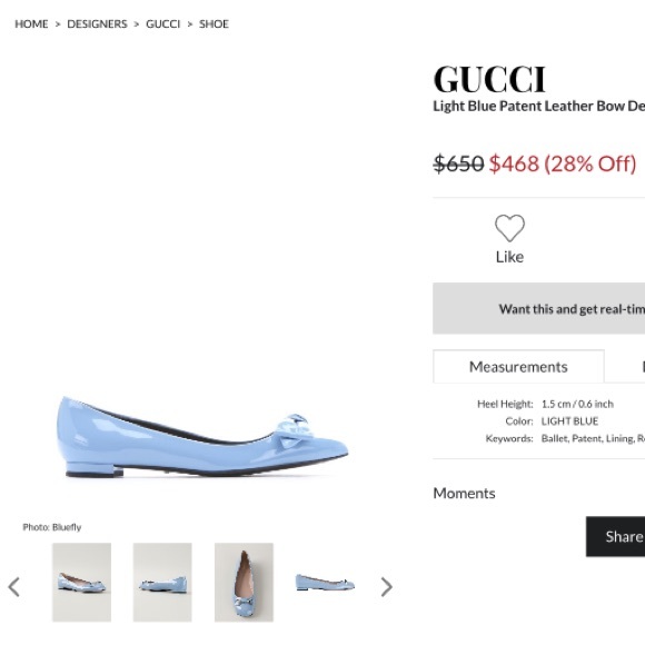 Gucci light blue patent leather ballerina flats - Picture 6 of 6
