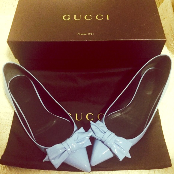 Gucci light blue patent leather ballerina flats - Picture 2 of 6