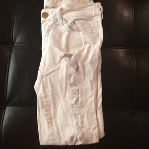 Decree Ripped White Super Skinny Jeans