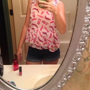 Feather print tank top