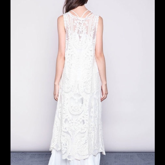 NEW Beige Ivory Long cardigan Vest Sz S - Picture 3 of 4