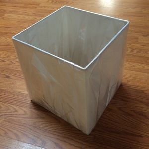 Cube shaped lampshade.