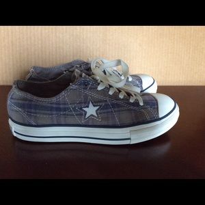 NEW Converse One Star Blue and Gray Plaid sneakers