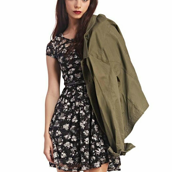 Floral Black and white skater dress