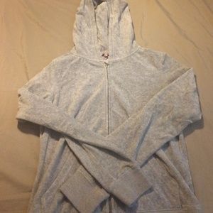 gray velour zip up hoodie