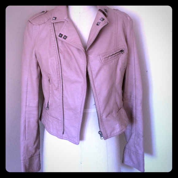 Dusty rose pleather moto jacket sizeM