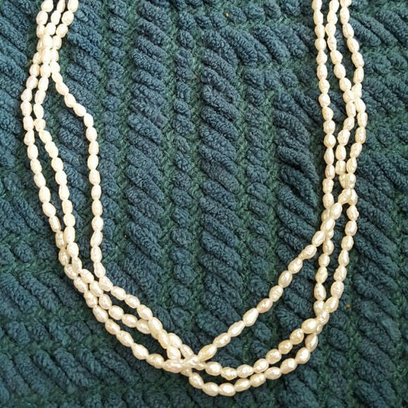 Three Strand Faux Pearl Necklace