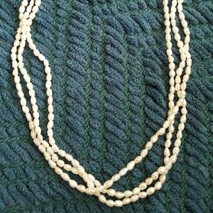 Three Strand Faux Pearl Necklace