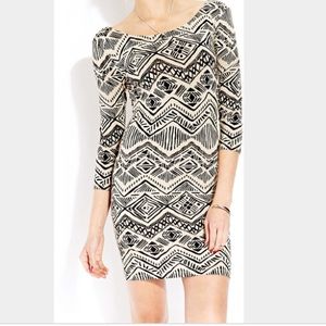 Short fitted Aztec dress