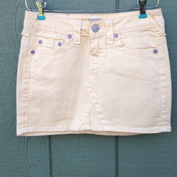 True Religion Jeans yellow denim mini skirt 25