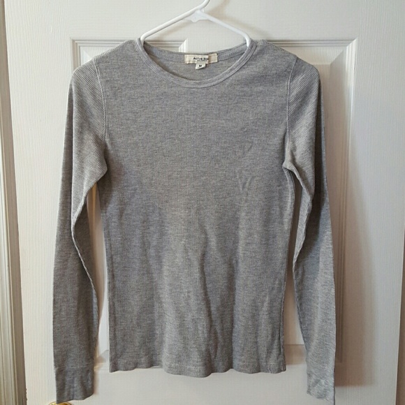 Light Gray Waffle Knit Thermal Tee