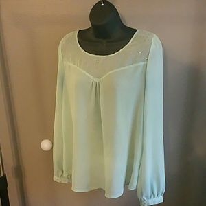 Mint green sheer blouse