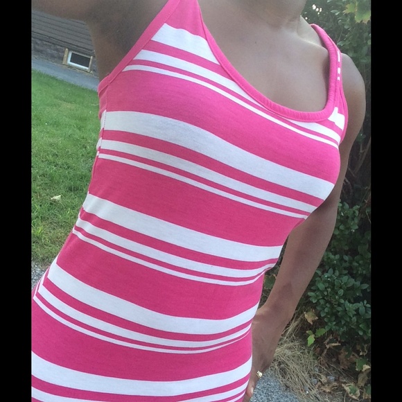 Wetseal pink & white stripe maxi dress size S