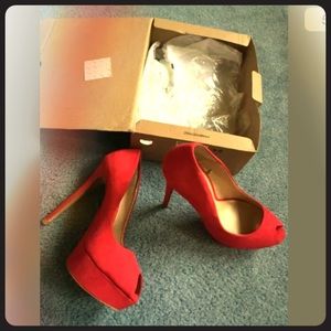 Zara red peep toe heels