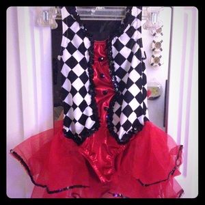 Kids Checkered leotard with red ruffles and bow