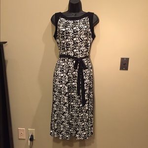 Black and white floral swing dress