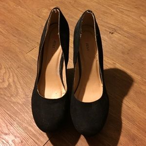 Black suede wedges