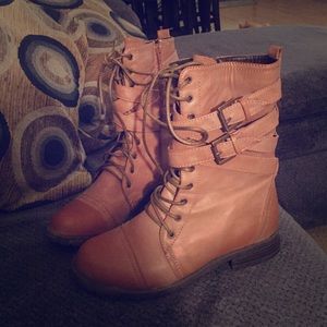 Brown combat boots