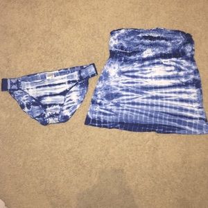 Blue and white Tankini set