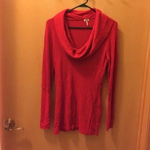 Cowl neck ribbed top