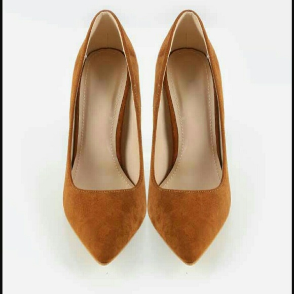 shoe republic la Shoes Cognac Color Suede Pumps 45inches shoe republic la Shoes Cognac Color Suede Pumps 45inches