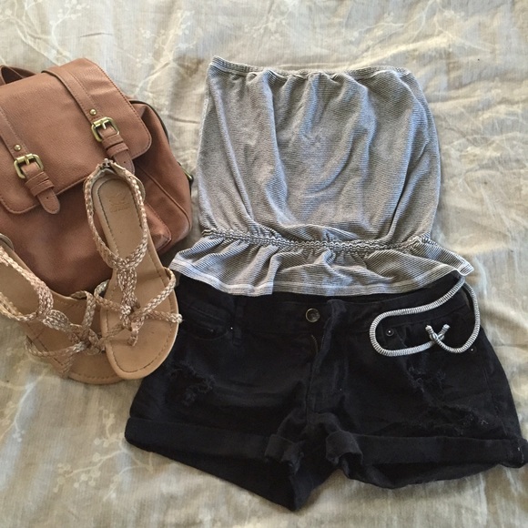 Brown striped tube top - Picture 1 of 4