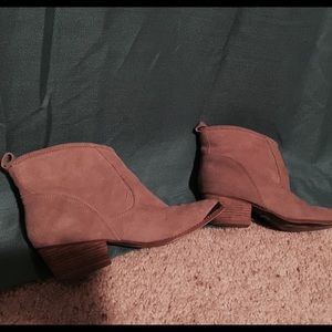 Taupe/tan suede ankle boots