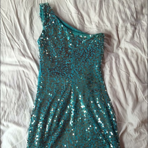 Aqua blue sequence dress - Picture 2 of 2