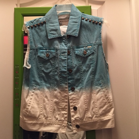 Ombre Vest Jacket (White and Blue)