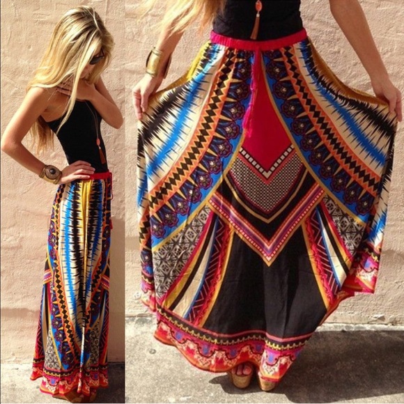 L & M Boutique  Dresses & Skirts - Color Block Abstract Print Long Skirt