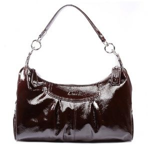 Coach Ashley Mahogany Brown Patent Hobo.