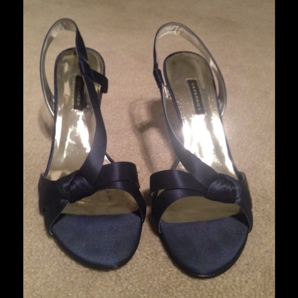 Navy Blue Satin Pumps