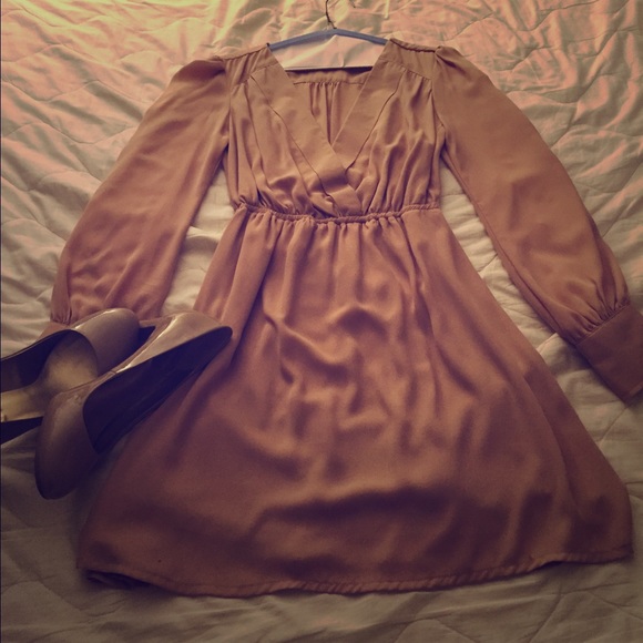 Nude long sleeve dress!