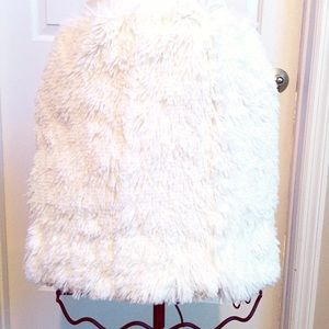 NWT White faux fur skirt