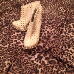 Nude studded booties
