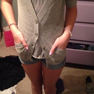 Gray short sleeve Cardigan