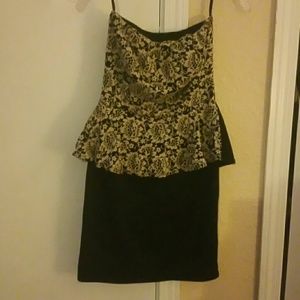 Beige and black dress