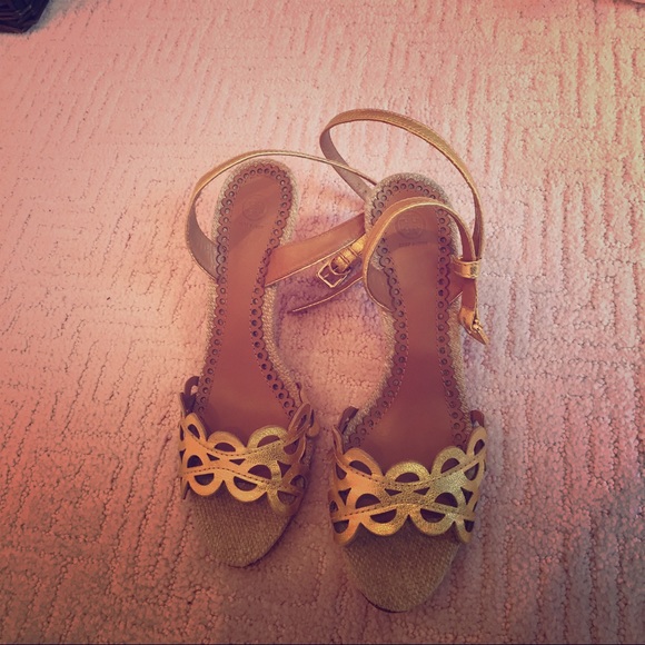 Gold Tory Burch Strappy heels!