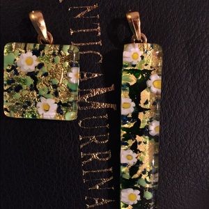 Set of 2 Murano Glass pendants