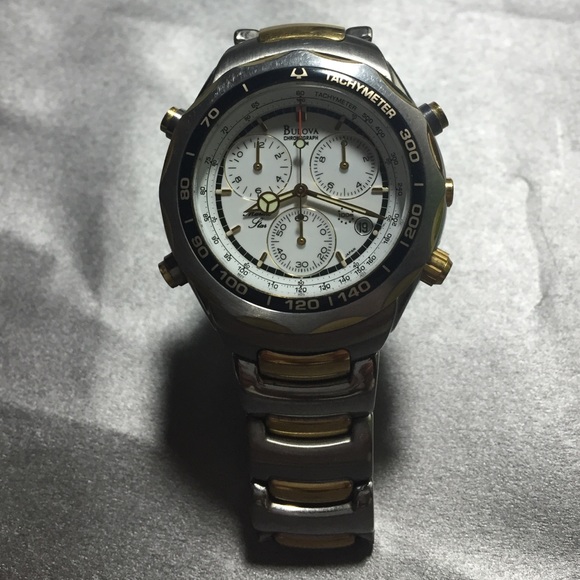 Men's Bulova Two Tone Chronograph Alarm Watch - Picture 1 of 4