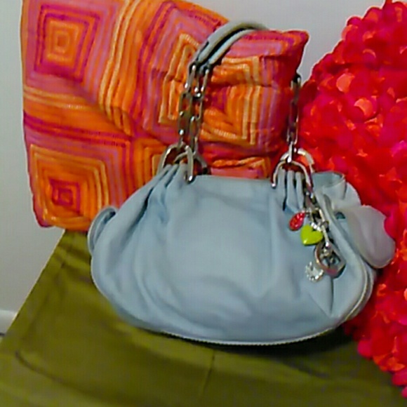 JUICY COUTURE BLUE LEATHER HANDBAG - Picture 1 of 4