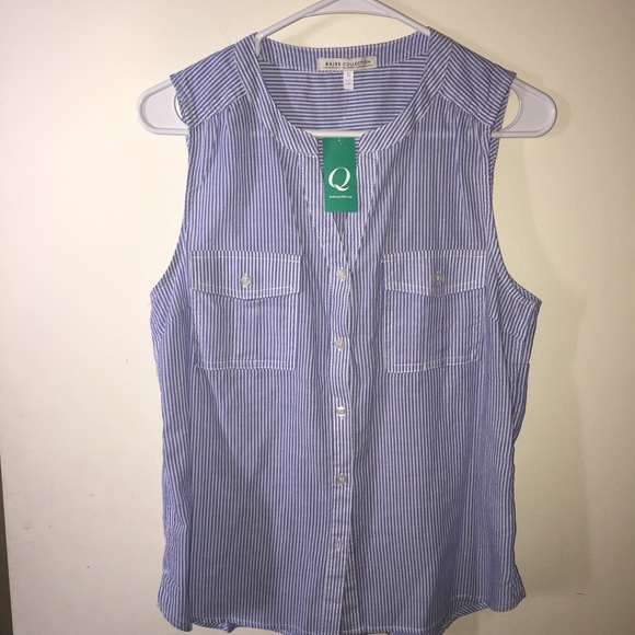 White and blue striped top - Picture 1 of 4