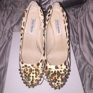 Cheetah print heels with gold spikes