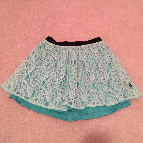 Aqua teal lace Skirt size L (8-10y girl) - Picture 1 of 3