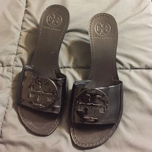 Black Tory Burch little heel sandals