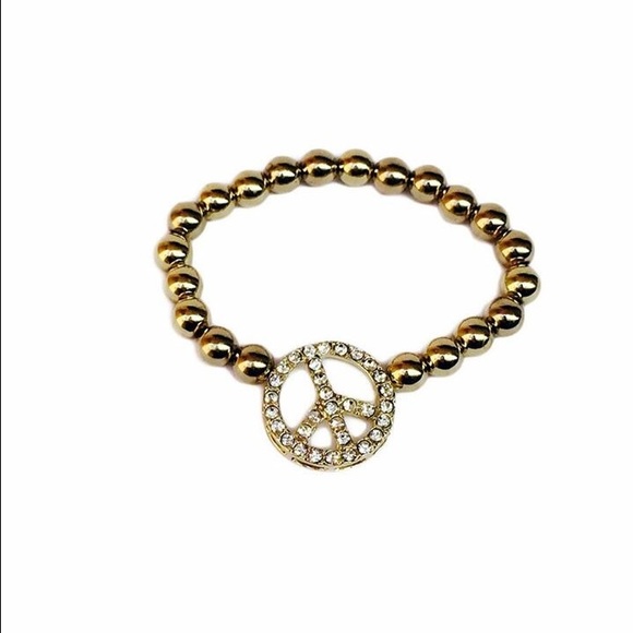 Peace Symbol Bracelet. Color Gold. Stretch