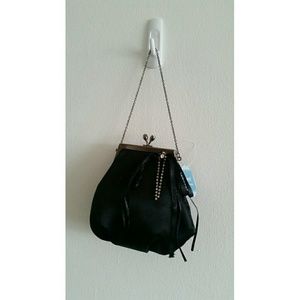 Small black clutch with short chain