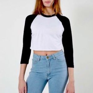 American Apparel baseball crop tee